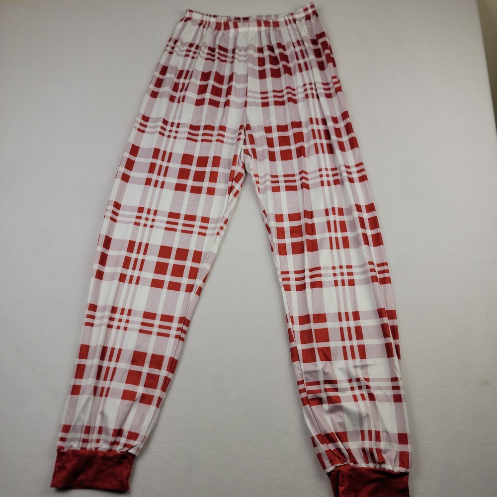 Womens Red Heart Plaid Pajama Set Long Sleeve Top Jogger Pants Size M - Picture 15 of 16